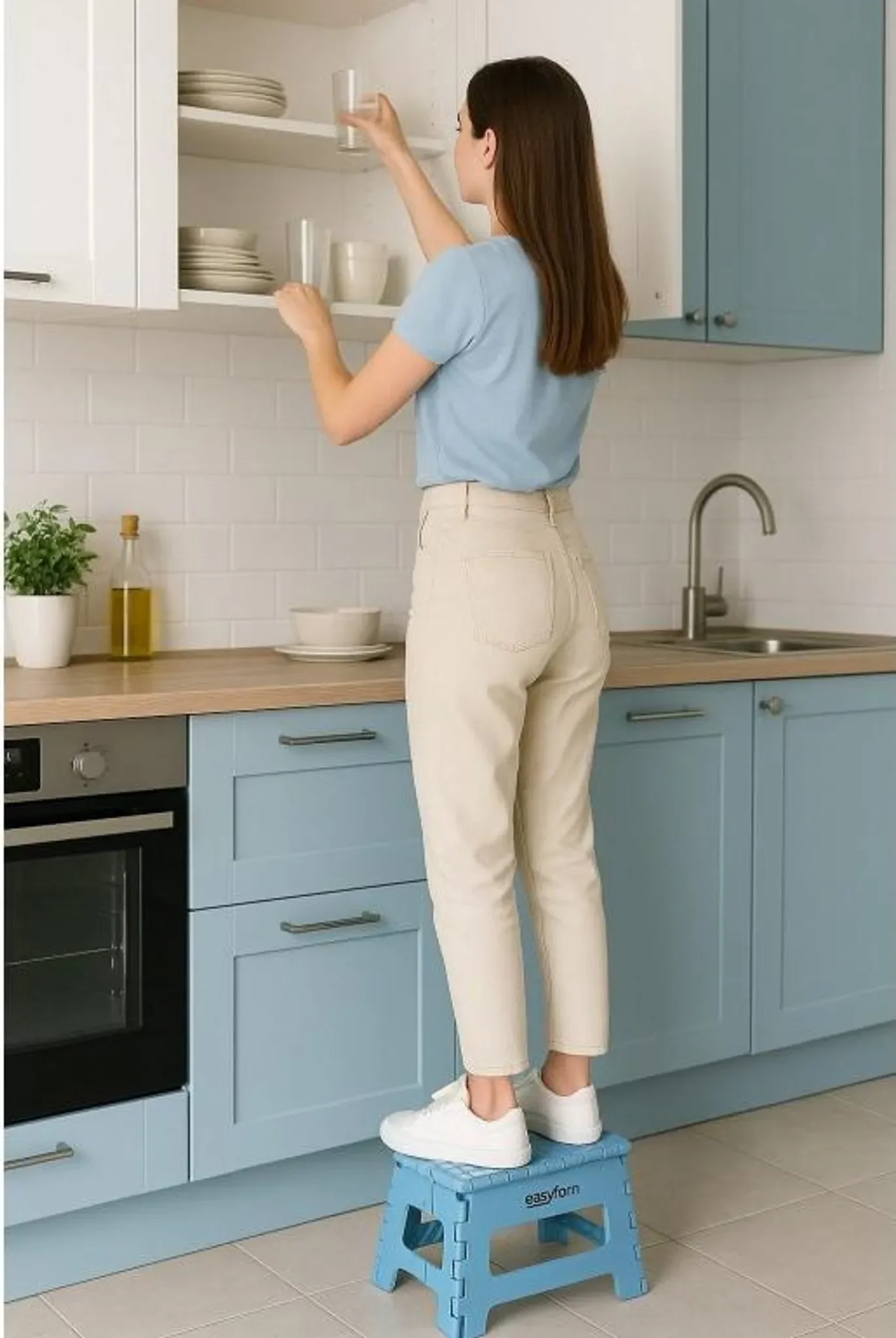Klapphocker – Anti-Rutsch-Stuhl • 150 kg Belastbarkeit • 22 cm Höhe (Blau)